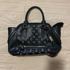 Black Studded Leather Handbag